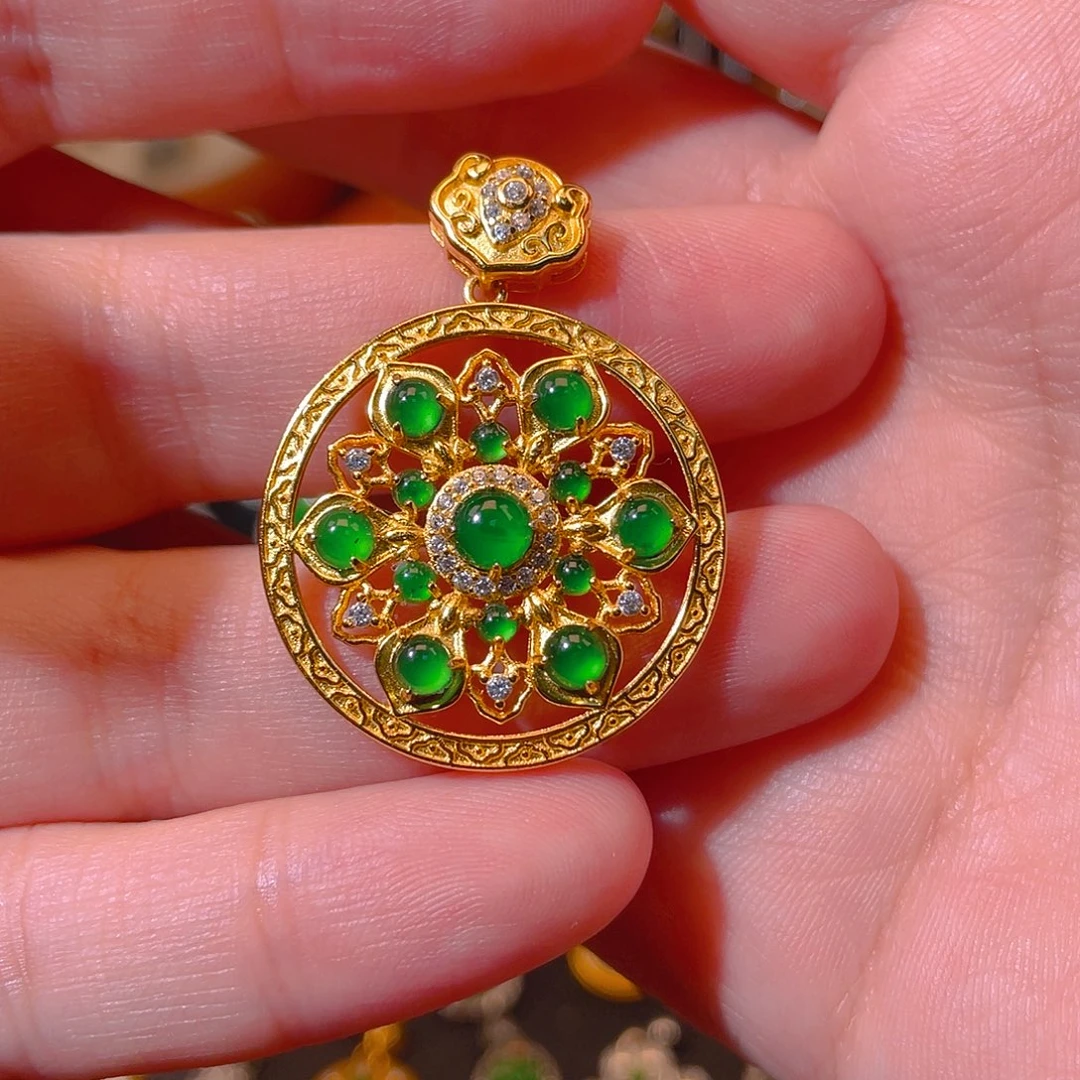 翡翠银S925镶嵌吊坠(不含链)