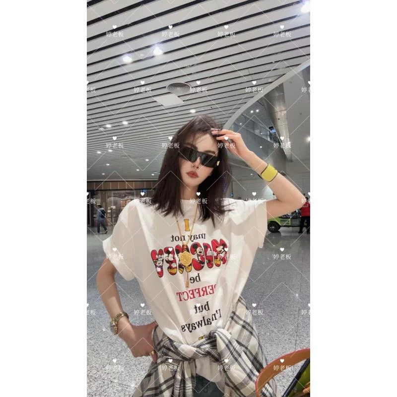 『婷老板』新款、乖乖米奇Y字母白色T恤111-1