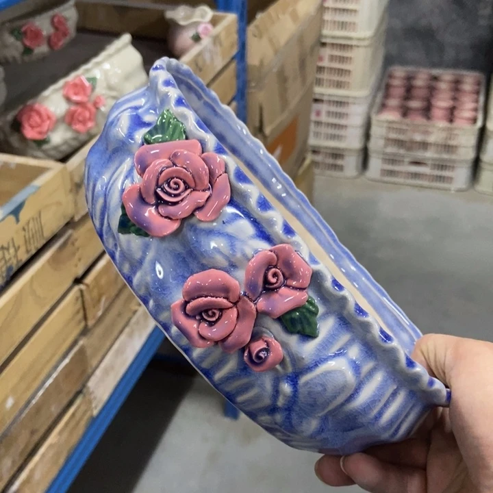 陶瓷花盆单场满9.9发21*13*7