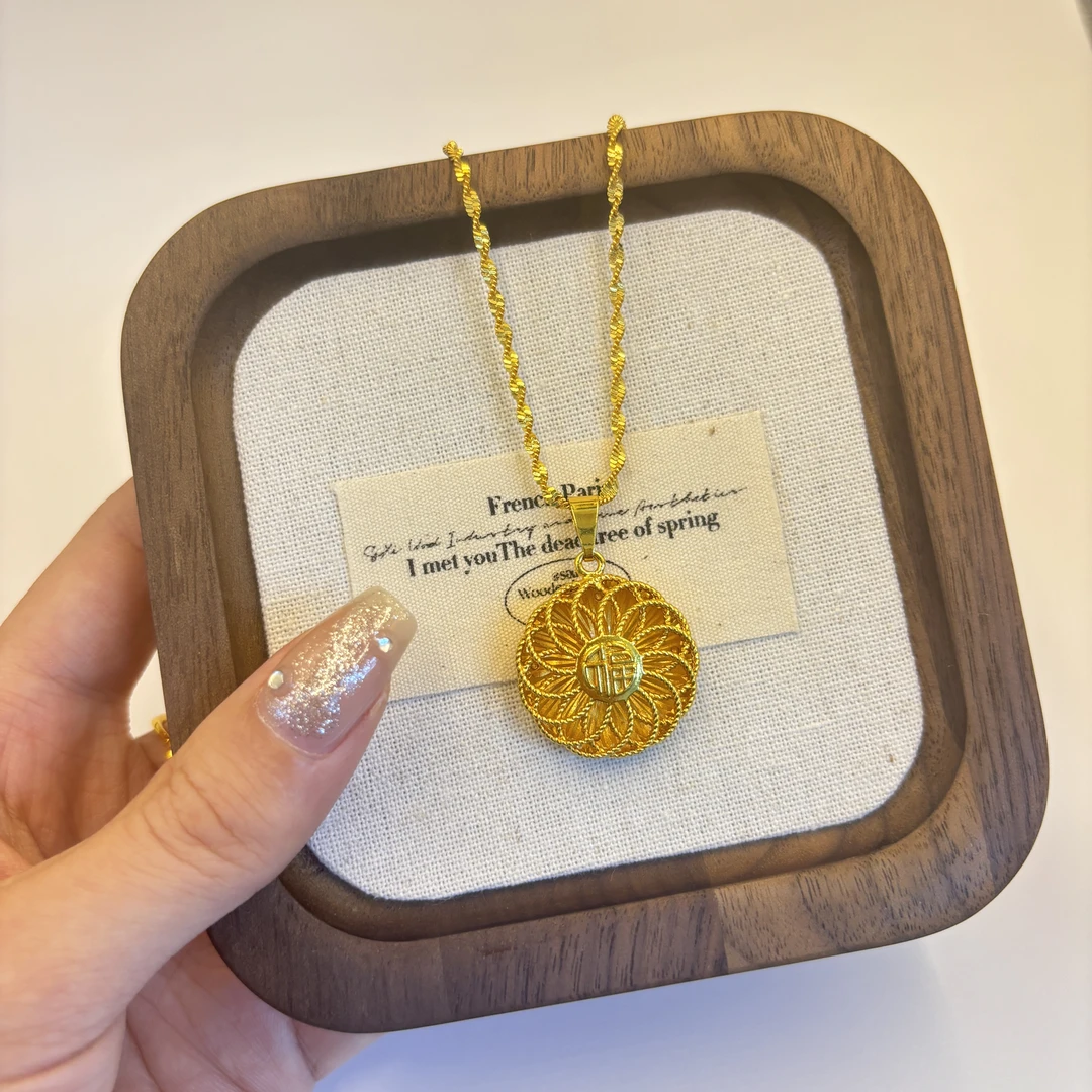 新中式福字镂空花丝设计项链