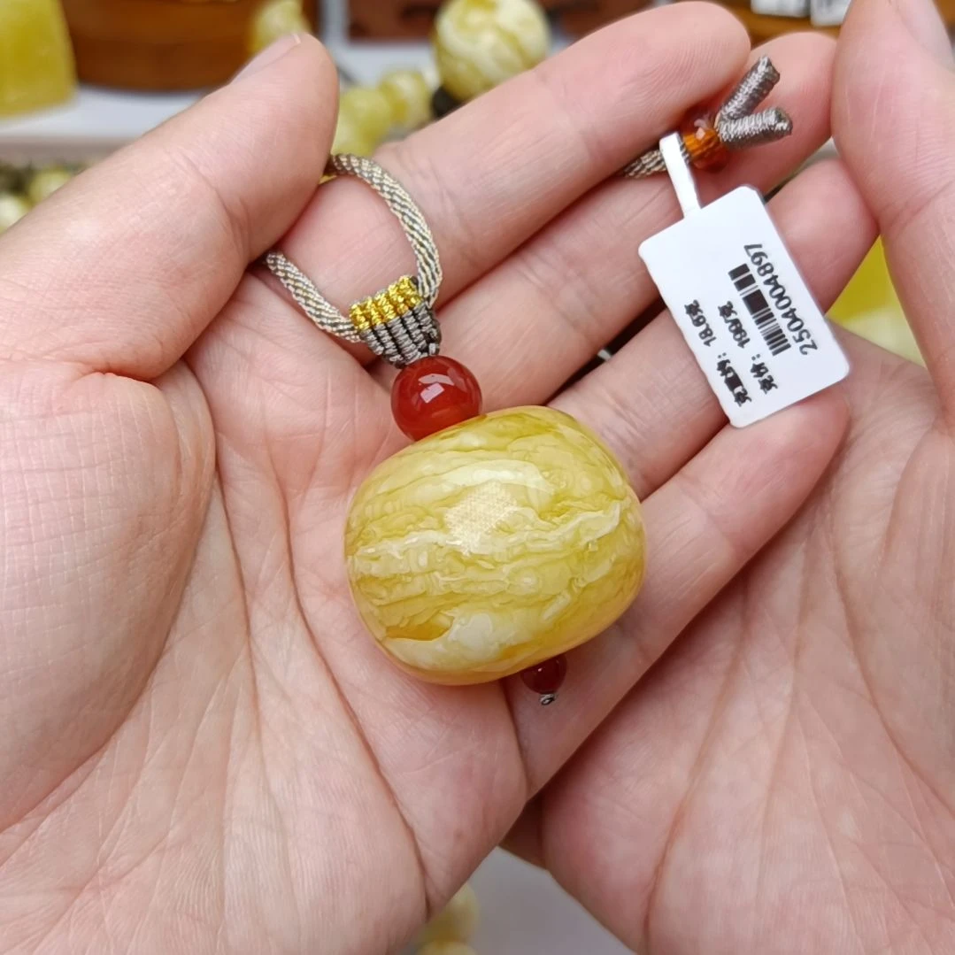 未镶嵌吊坠(不含链)蜜蜡32墩子浓蜡虎皮纹千层雪