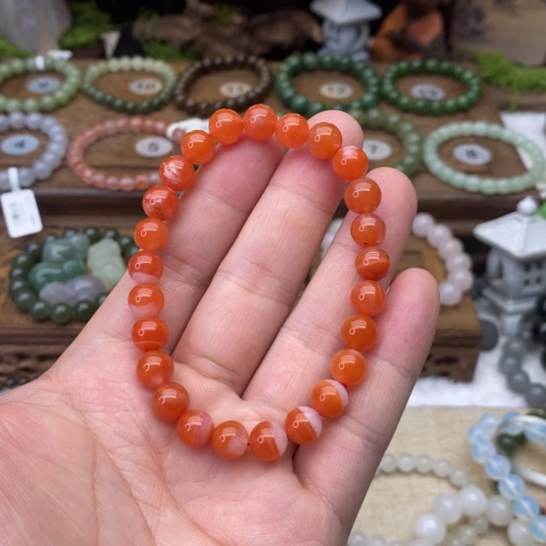 南红玛瑙未镶嵌手链冰红卡8