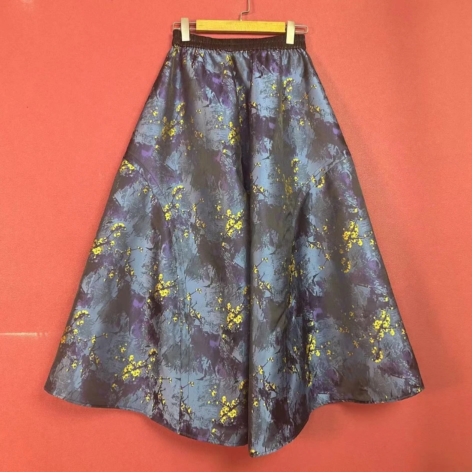 【大海轻奢】BF32539新款紫色梅花百搭宽松设计师款时尚阔腿裤