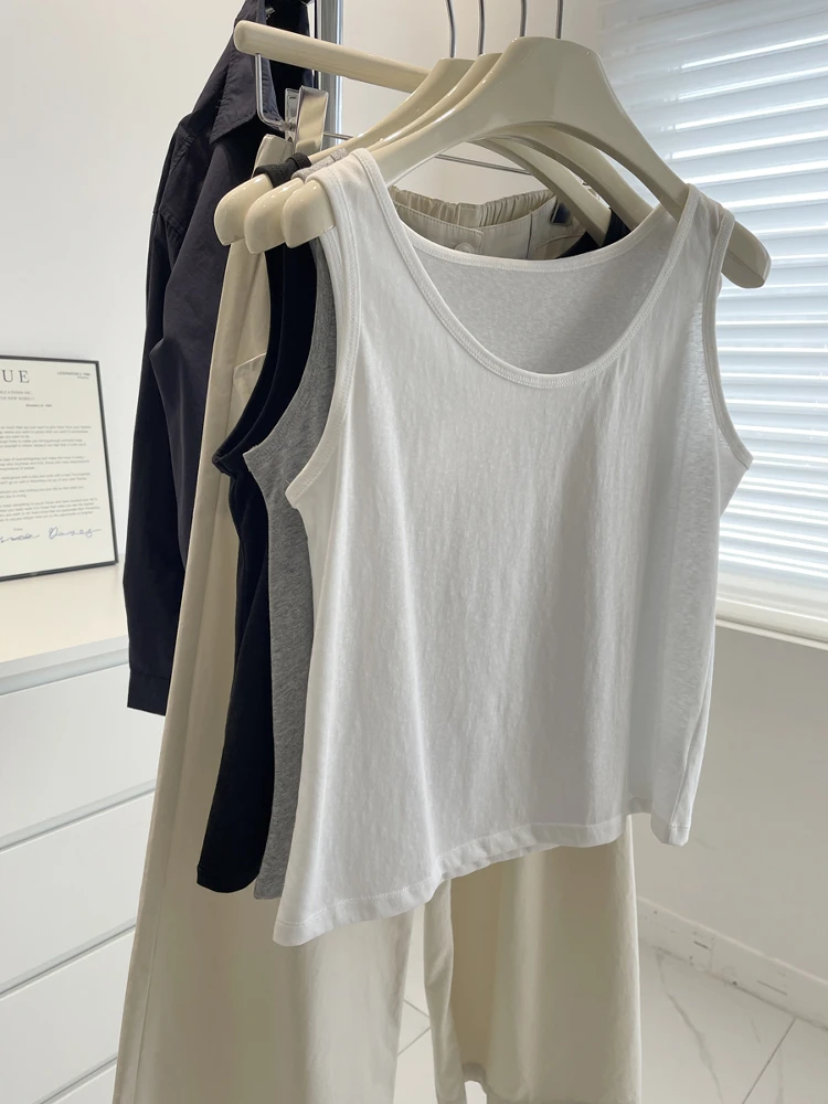 基础款遮副乳雪花棉显瘦U领吊带背心春夏百搭纯色轻薄透气无袖T恤
