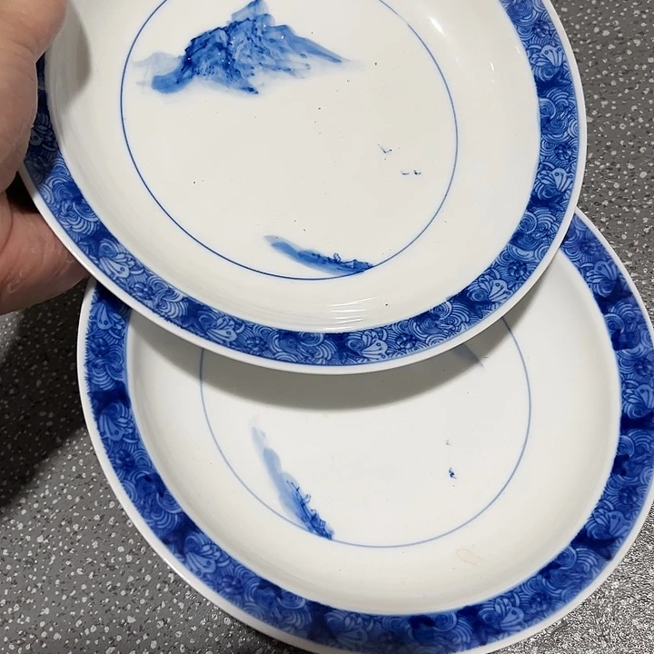 八寸手绘微瑕两个窝盘