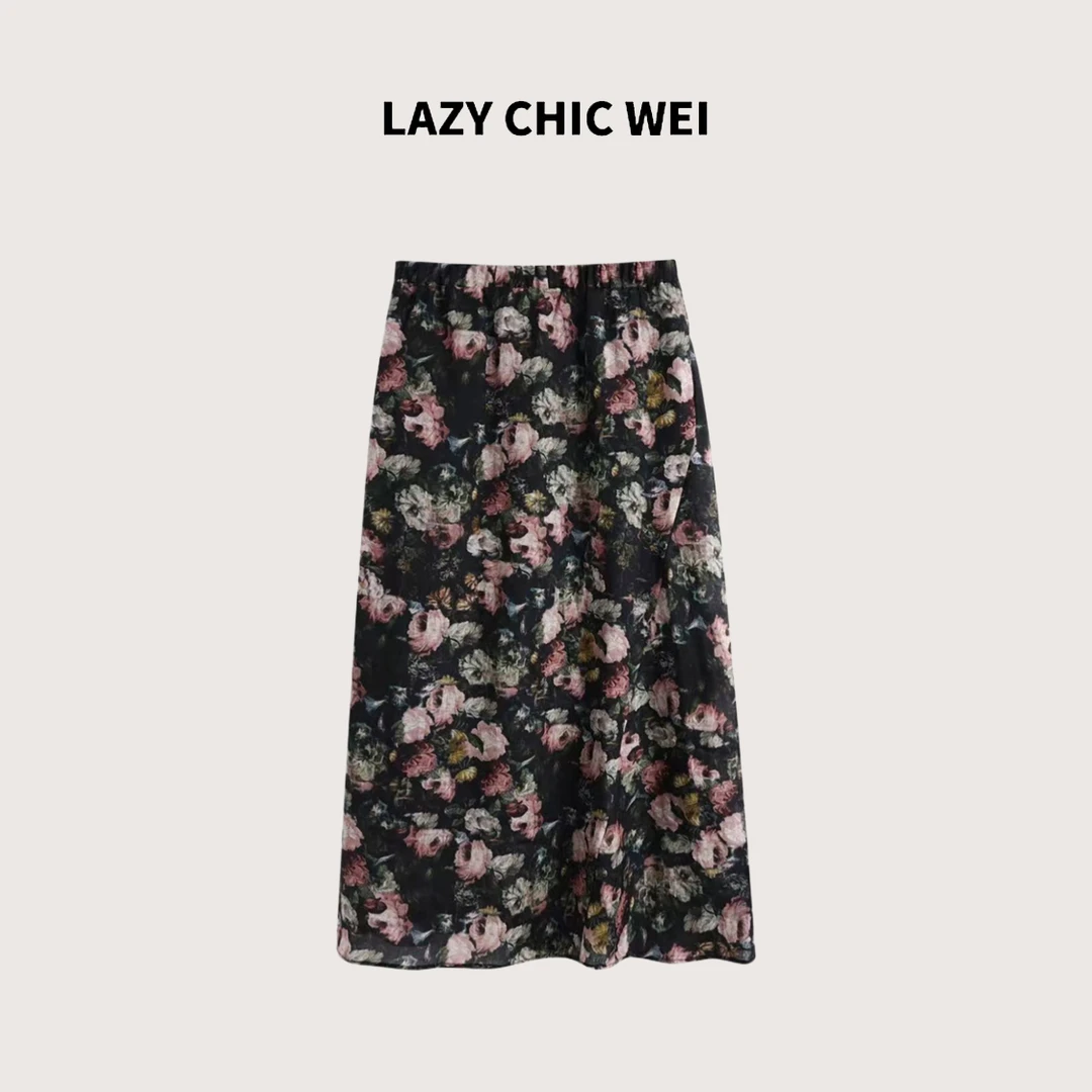 WEI “仲夏夜”100苎麻花卉印染大裙摆高腰伞裙 2505SSW5300