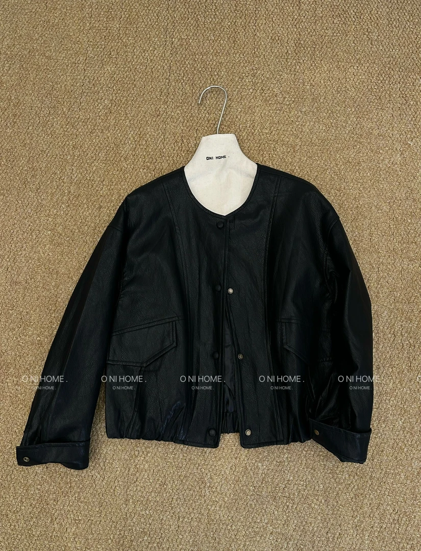 【欧尼家】早秋~韩系蛋白皮机车皮外套 衣长55