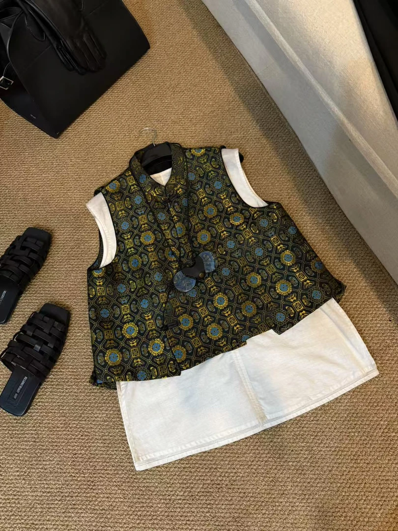 【威洛】原创设计师款夏季重工刺绣马甲小众调性休闲百搭老钱风