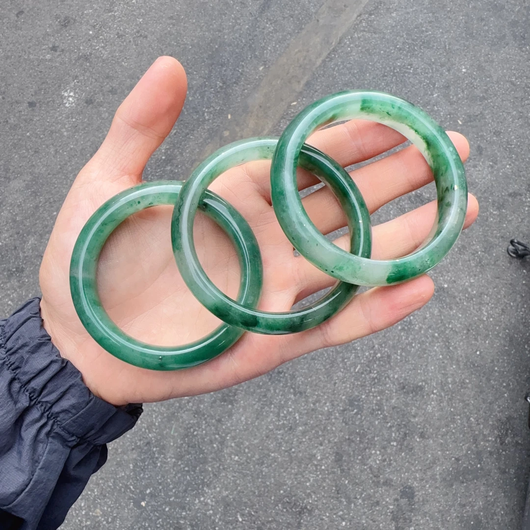 天然非洲翠正圈手镯多样性发其一bzh01带天然纹路矿物质结构