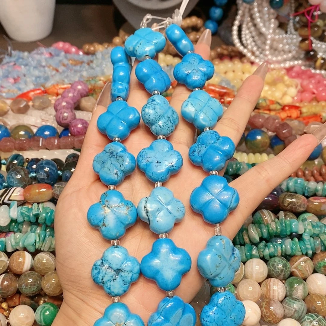 玛瑙/玉髓散珠天然松石四叶草到手8颗