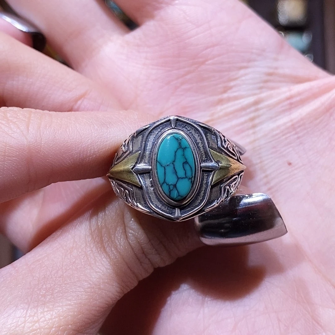 绿松石银S925镶嵌戒指依**你戒指