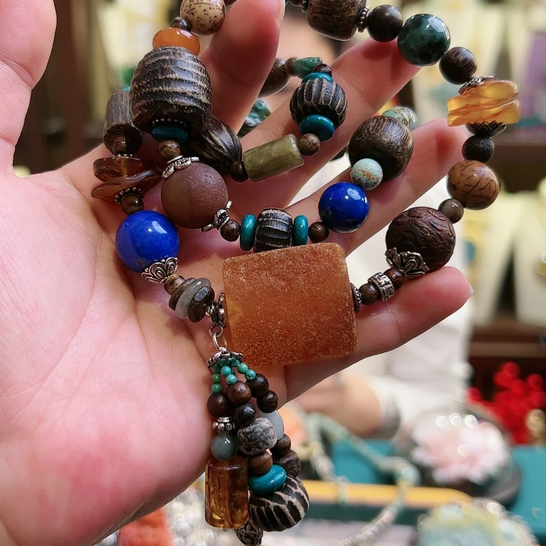 琥珀手链未镶嵌心**阳古风