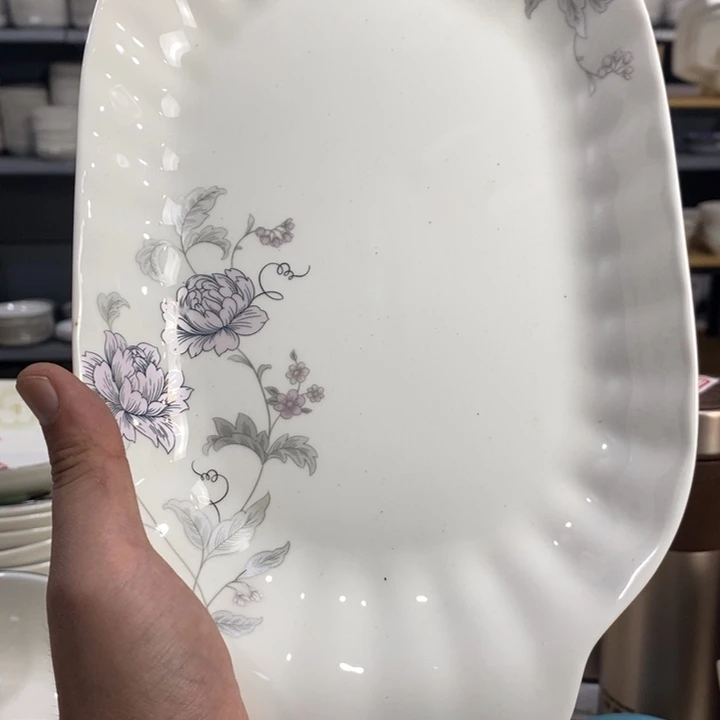 摆件62号3个装12寸雅诚德渐变紫花深鱼盘