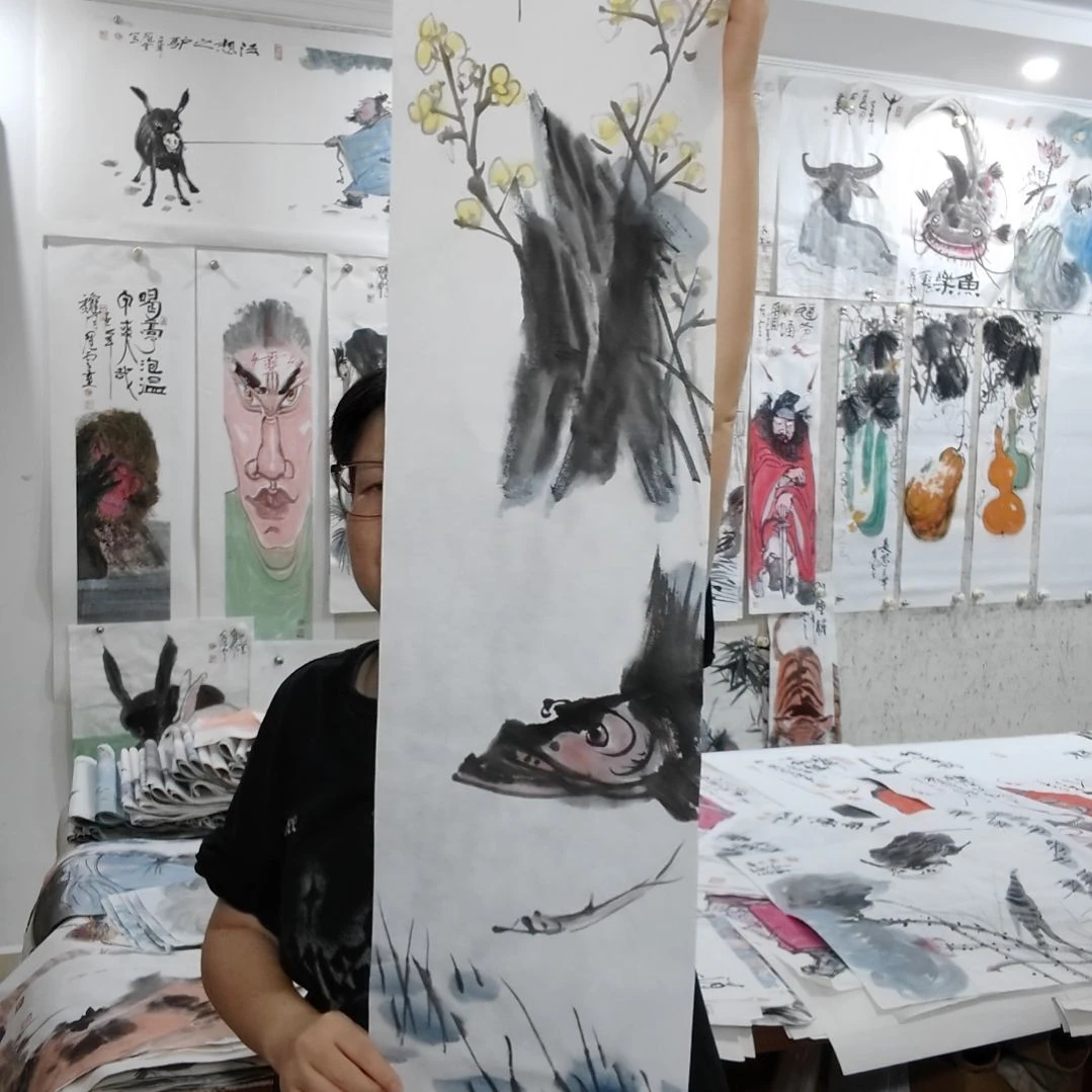 竖款25*100CM，无装裱，鱼乐