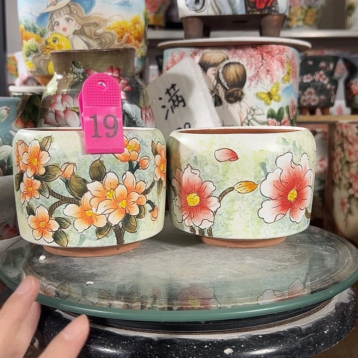 景德镇手绘花盆满38包邮