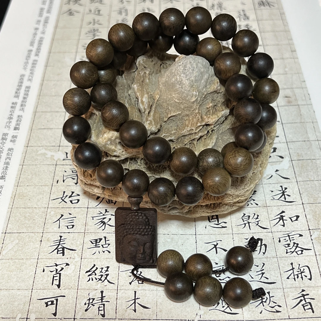 Z-325【老西马花珠满油挂牌】沉香多圈12x38颗、47.4g