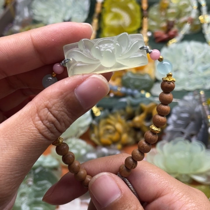 未镶嵌岫玉吊坠毛衣链锁骨链