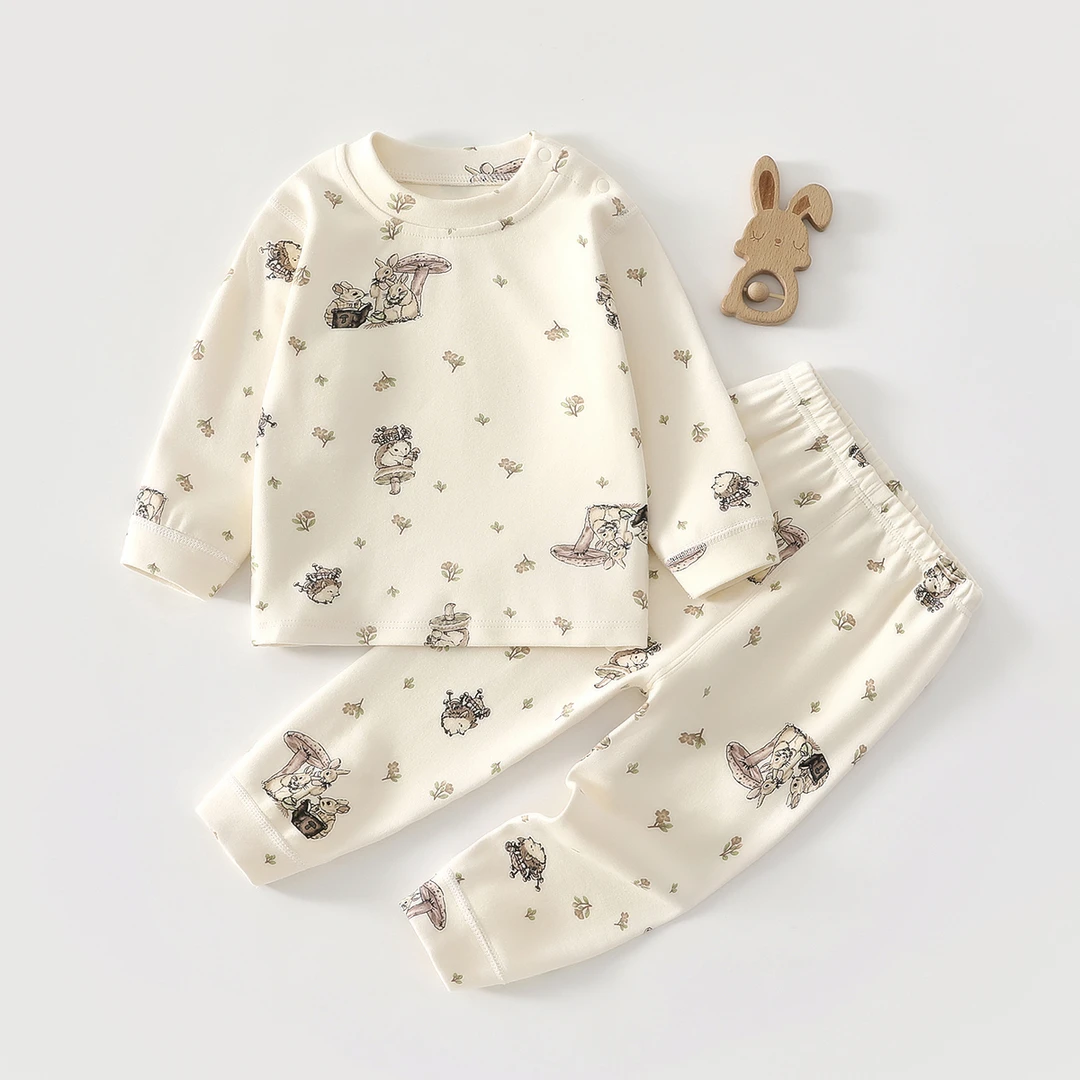 秋冬婴童舒绒【大有前途】肩开分体套装