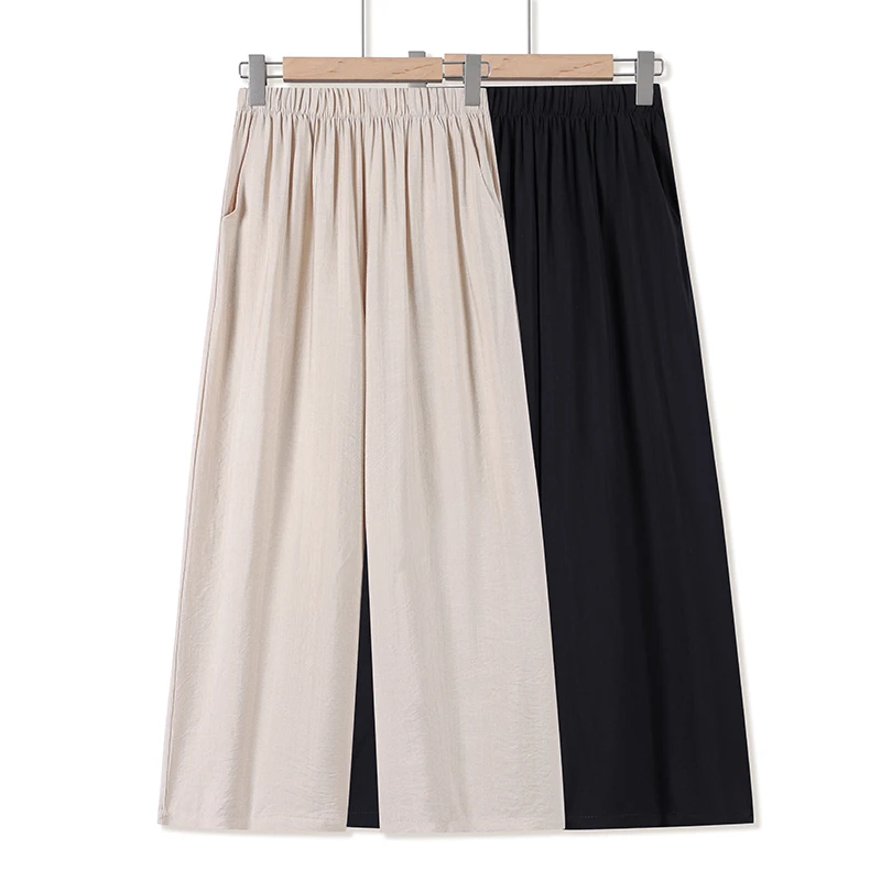 妈妈装夏装休闲九分裤50-60岁中老年夏季宽松显瘦阔腿裤百搭长裤