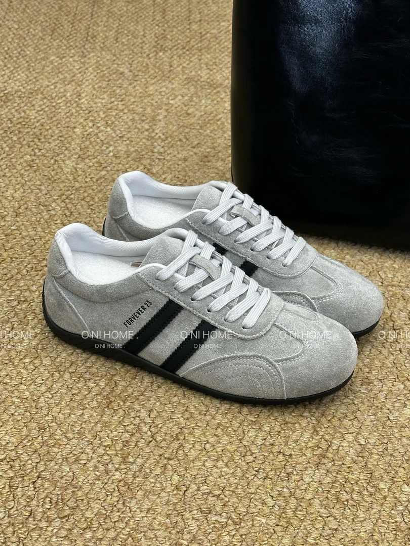 【欧尼家】秋冬~韩版复古灰绒面休闲鞋 2公分底