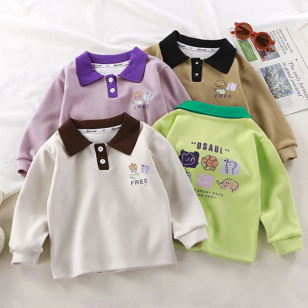 儿童韩版POLO衫翻领打底衫春季男童女童外穿长袖T衬衫休闲百搭