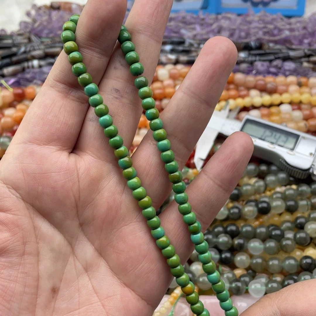 玛瑙/玉髓珠宝半成品未镶嵌一条装5mm菜籽绿隔珠