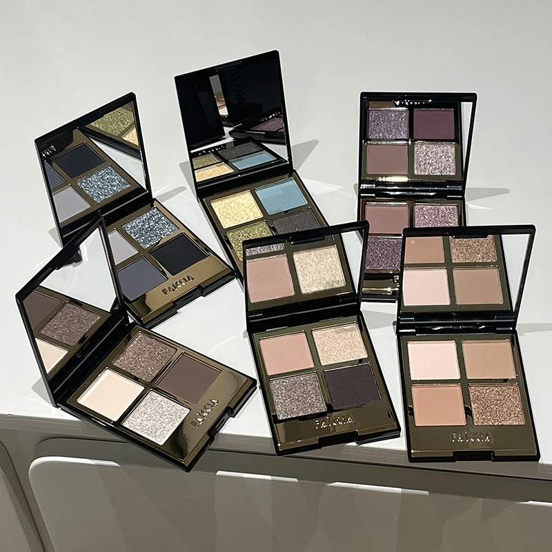 霏汐四色眼影盘大地色紫色绿色灰黑色蓝色水泥日常妆烟熏爆闪眼影