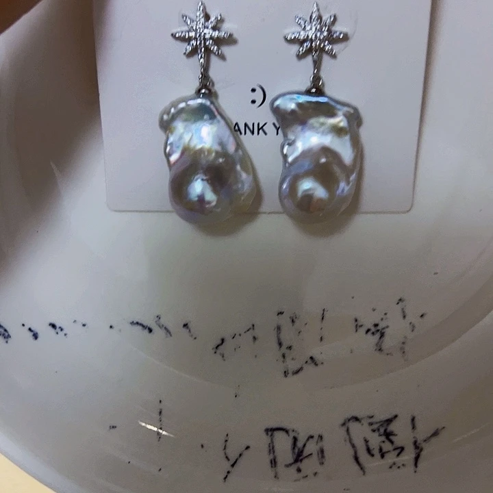 银S925镶嵌耳饰淡水珍珠