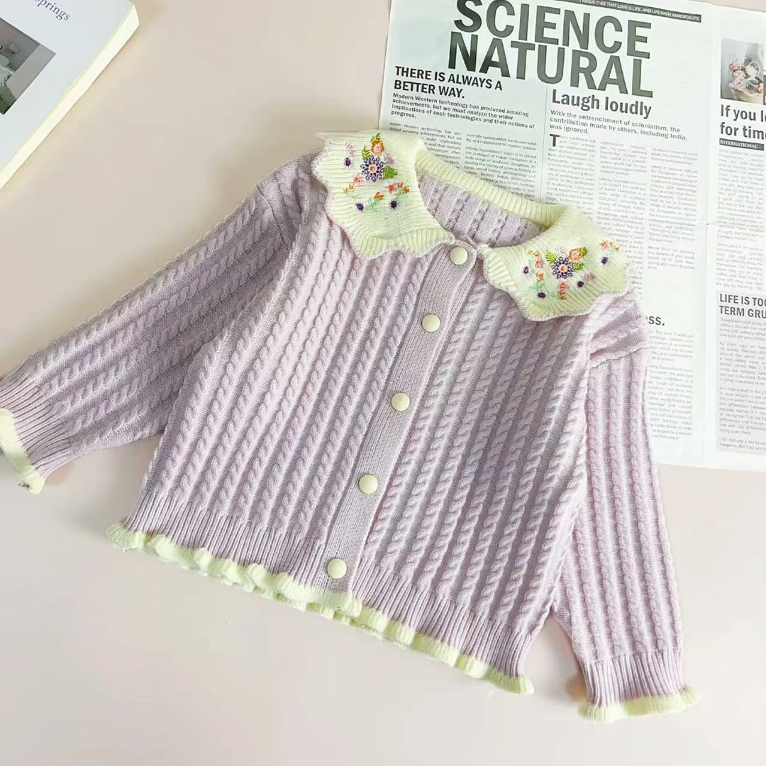 【】DL25015女宝春季可爱风毛衣新款百搭时髦早春款小童童装毛衣