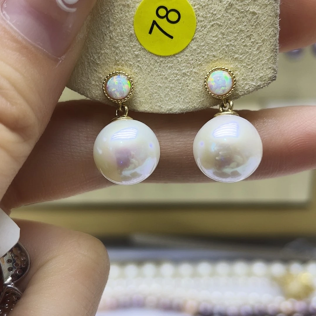 银S925镶嵌淡水珍珠耳饰