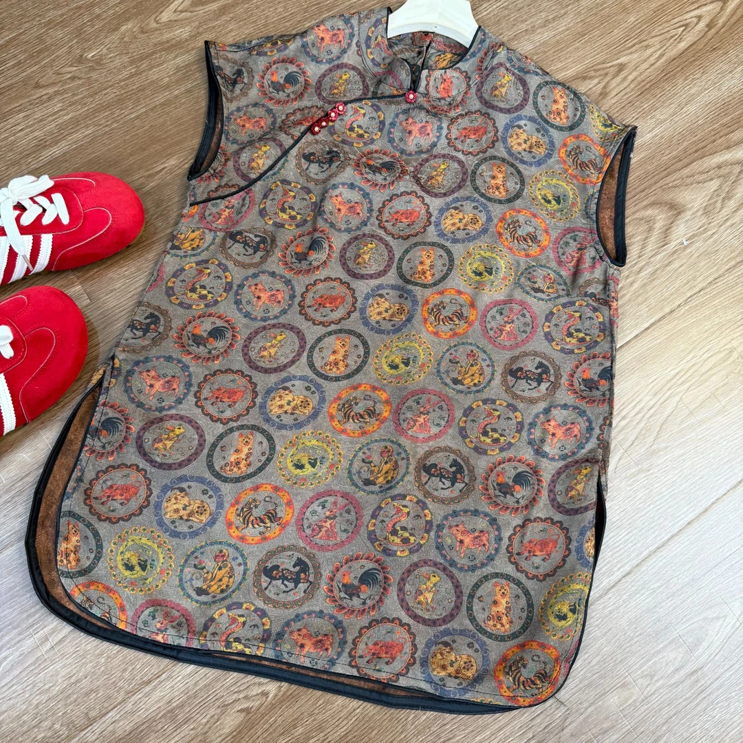 [剑啸]Z099宽松斜襟小上衣夏季新中式新款休闲无袖时尚