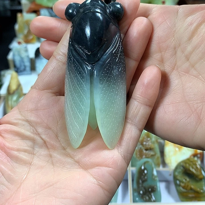 蛇纹石玉手把件未镶嵌开***乐