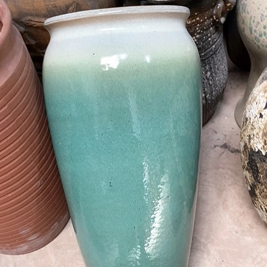 紫砂花盆口20高度42绿色