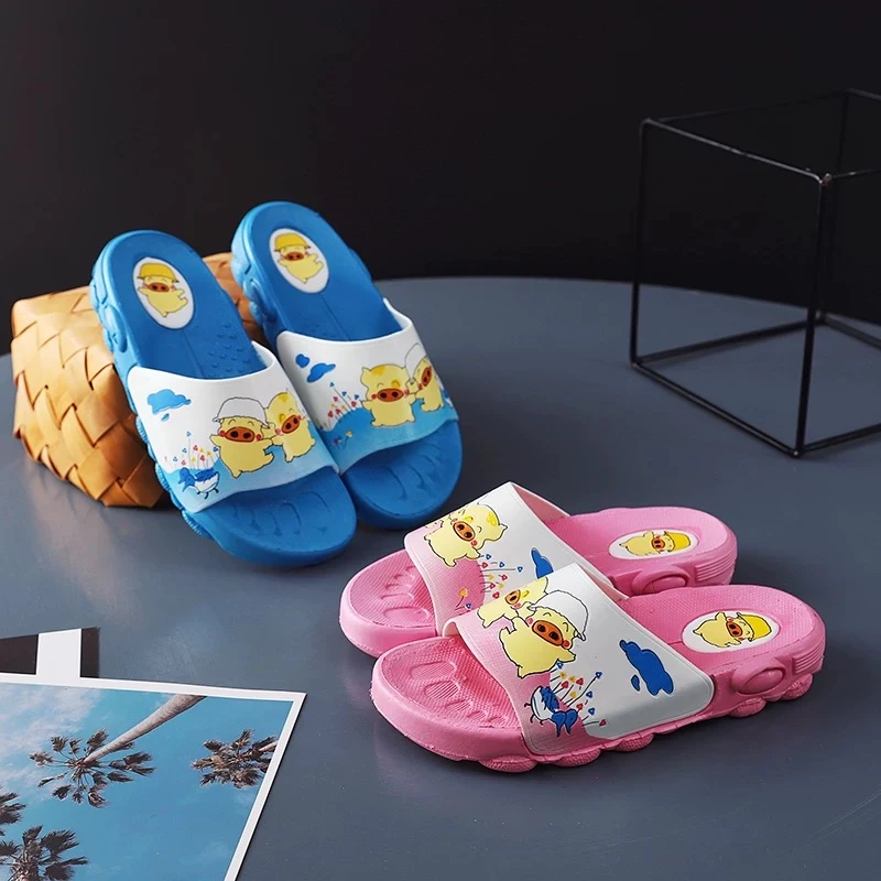 夏季经典卡通亲子麦兜猪防滑软底一字居家洗澡浴室厚底拖鞋3-6岁