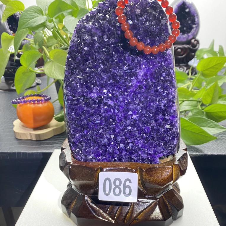 天然保真乌拉圭帝王紫原矿紫水晶原石可作厨房玄关居家办公室摆件