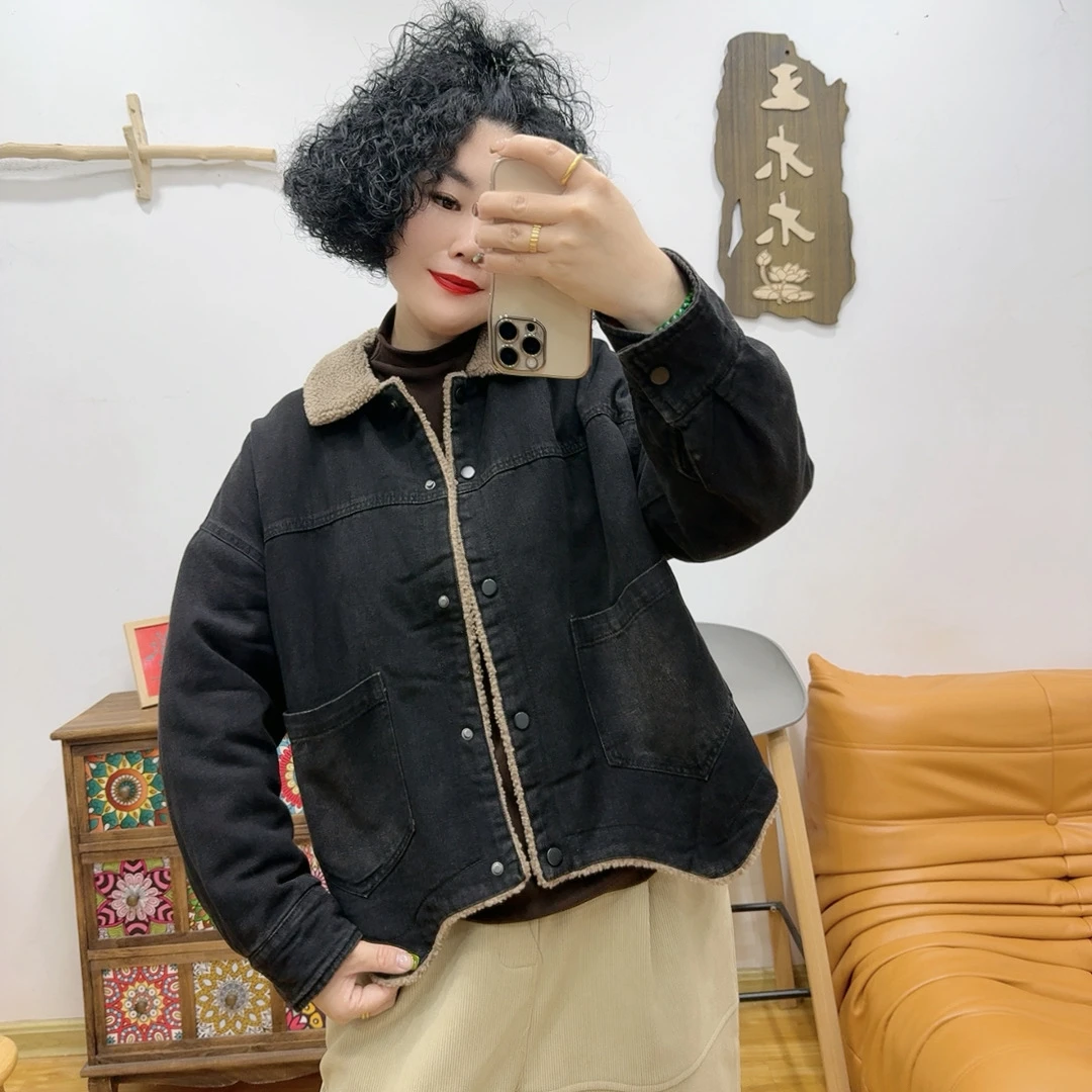 6016#复古加厚牛仔外套