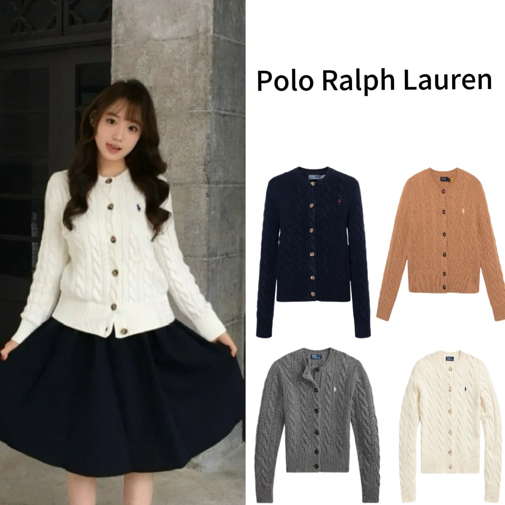 Polo Ralph Lauren/拉夫劳伦 Logo刺绣印花纯色单排扣羊毛开衫