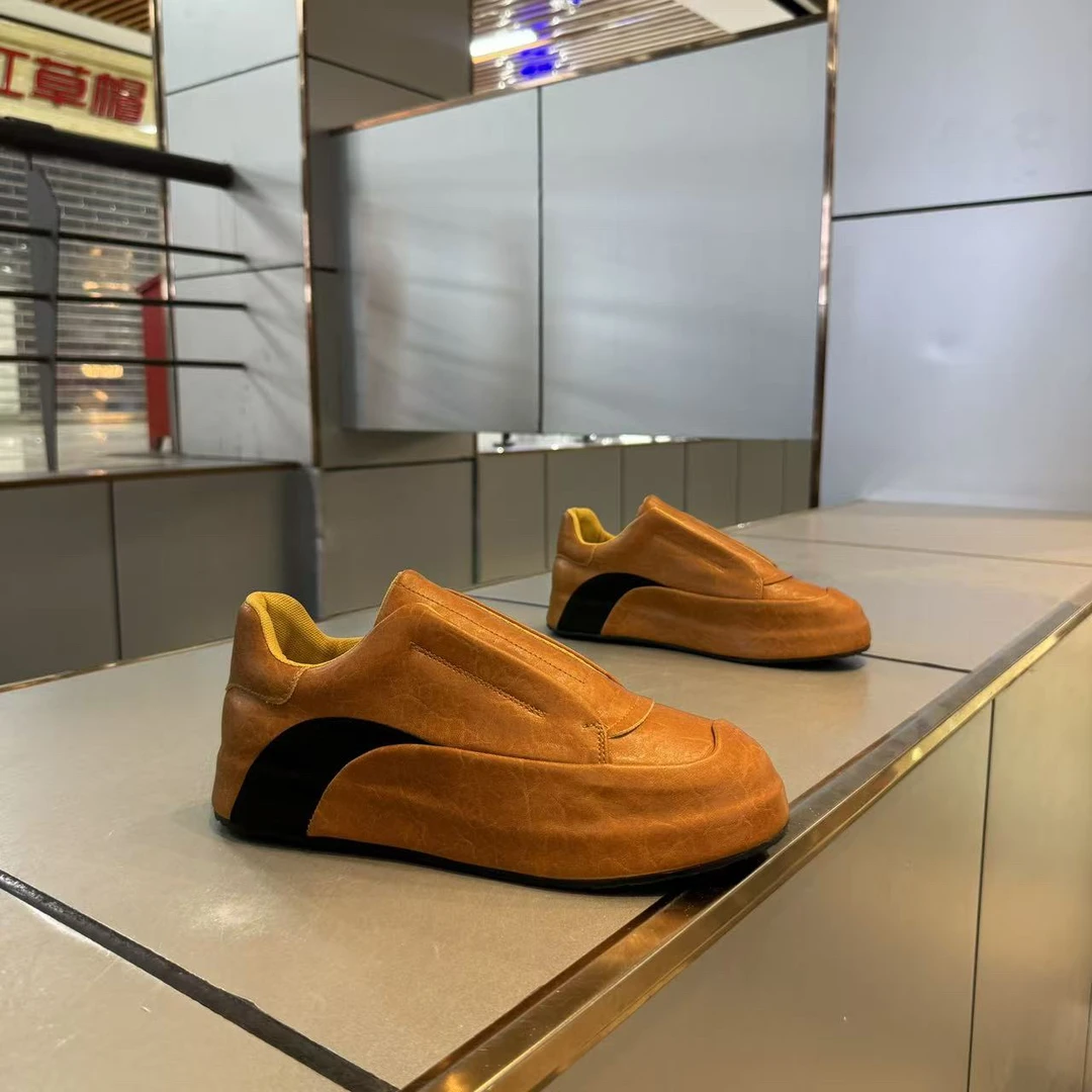 圆头低帮舒适男士男鞋休闲鞋秋季休闲鞋厚底懒人一脚蹬鞋子潮流