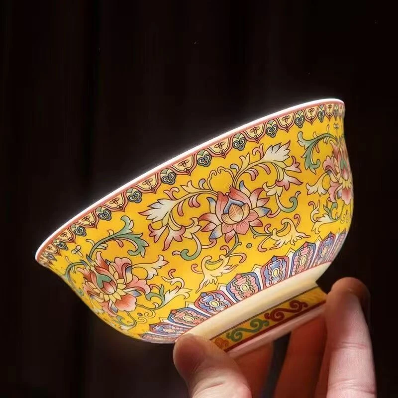 珐琅彩陶瓷高档中式家用轻奢餐具米饭碗面碗