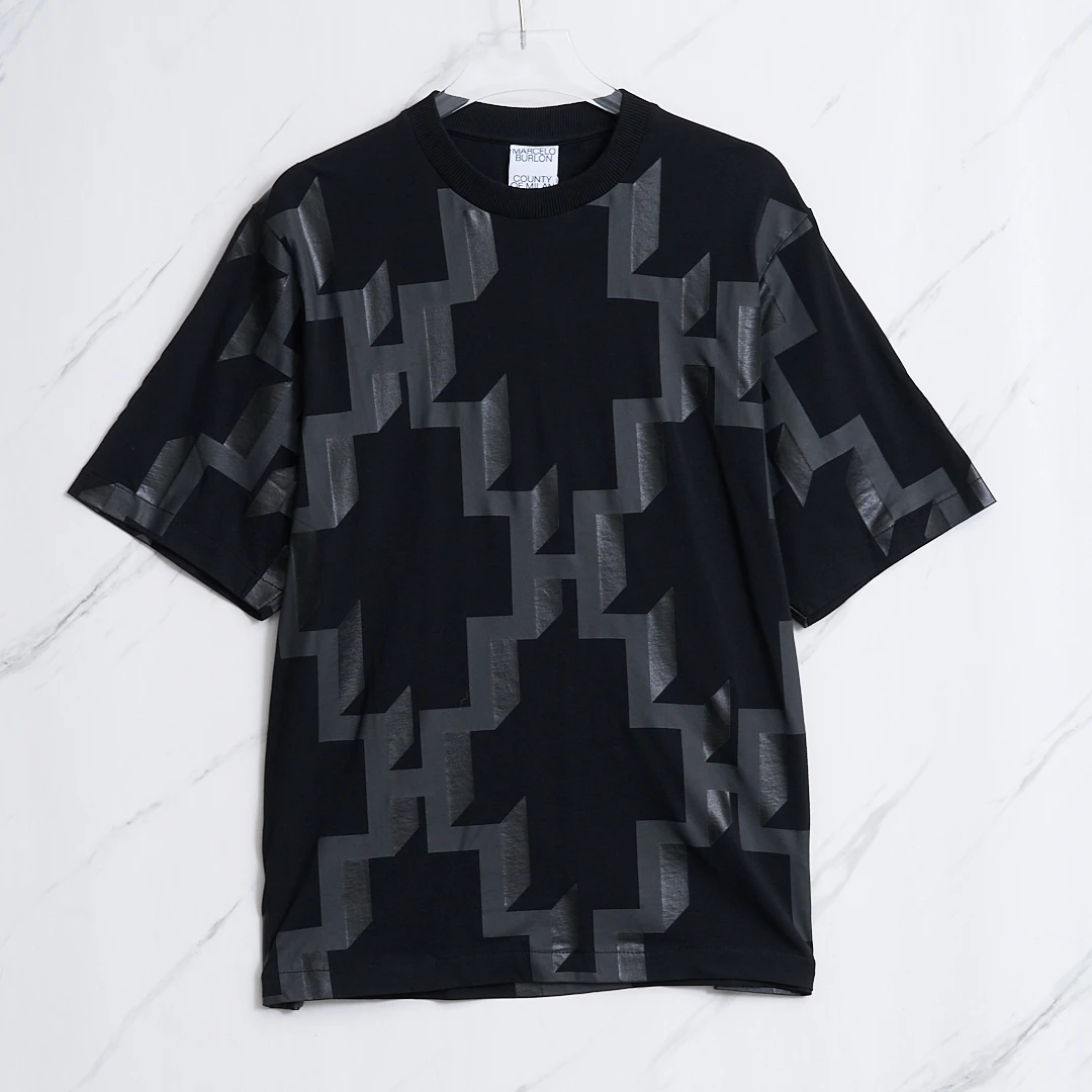 全新未使用/Marcelo Burlon男士几何印花T恤/MBBU00095