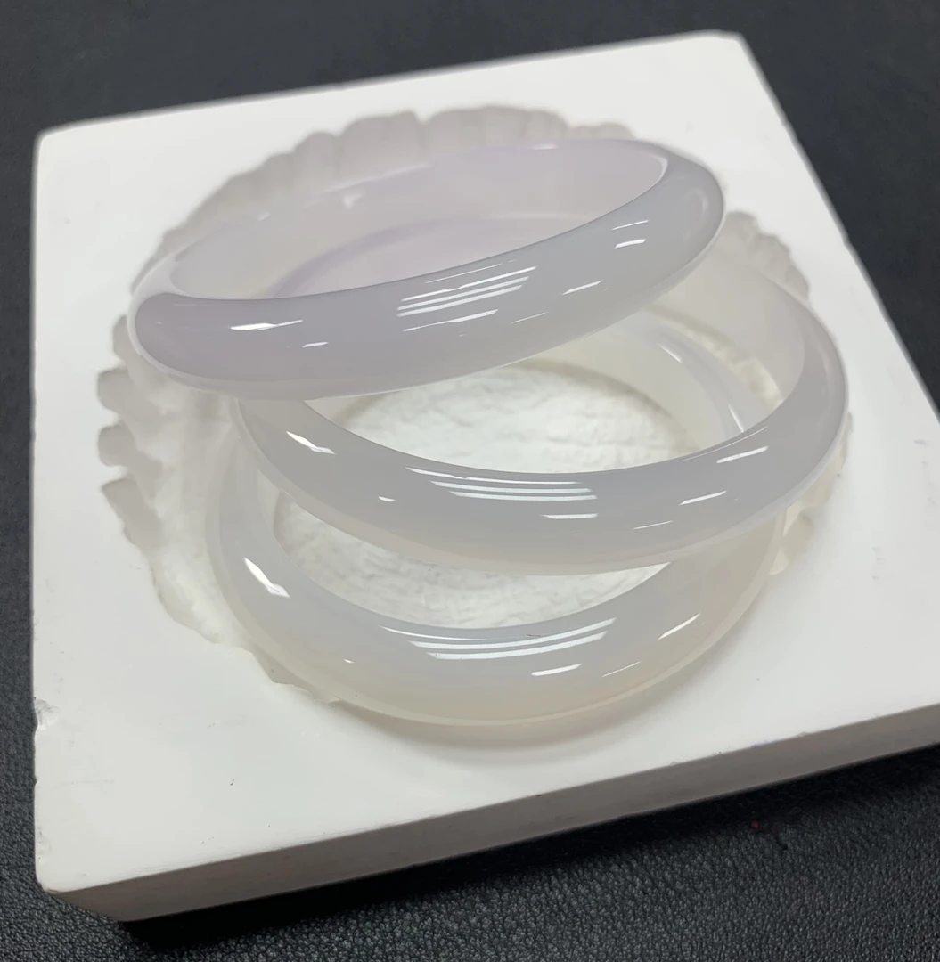 非金属玻璃手镯 白色圈口56mm-58mm女平安镯冰透手镯时尚饰品气质