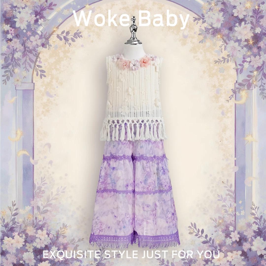 【暮夏】女童夏季中大童上衣中领套头汉服裤子M5673