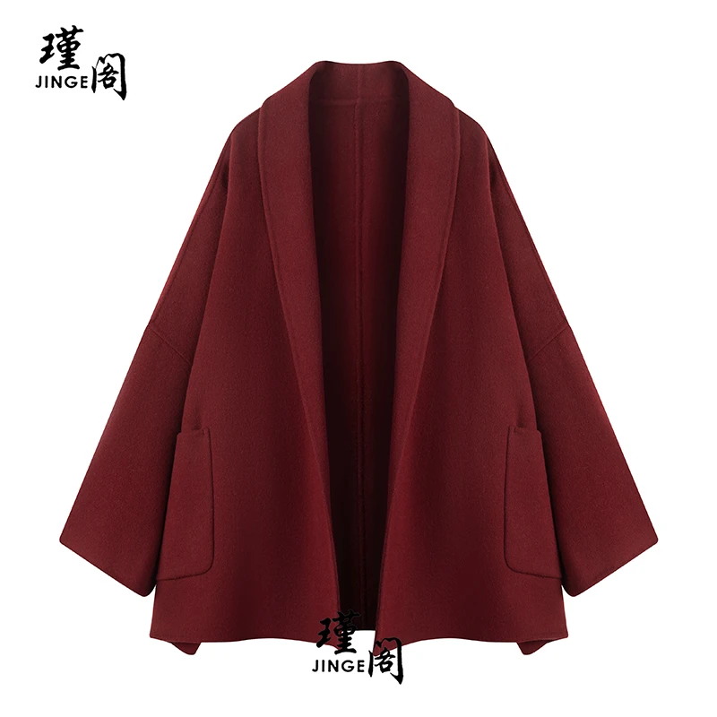 瑾阁25款复古高级感斗篷毛呢外套短款大衣202