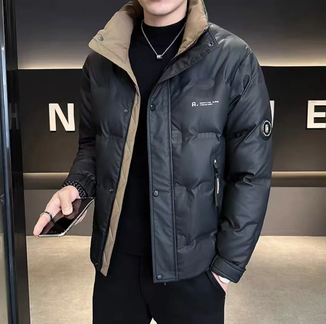 3313防寒男立领短款冬季新时尚潮流休闲保暖厚外套加厚羽丝绒