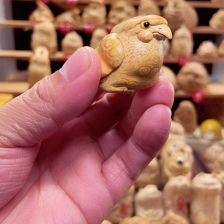 竹竹根雕小鸟手把件