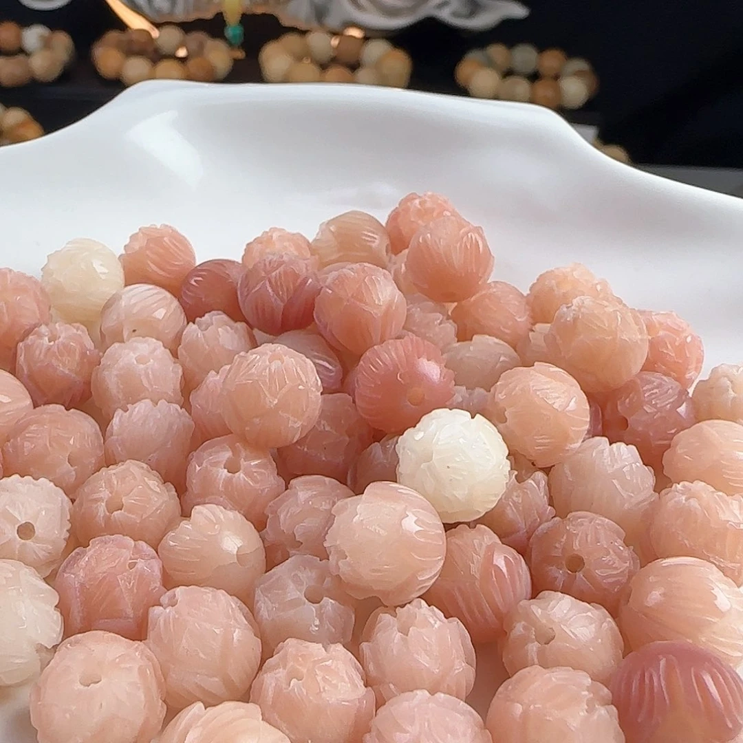 菩提根/象牙果手串小瑕卡11粉色有钱花30颗➕10颗备珠