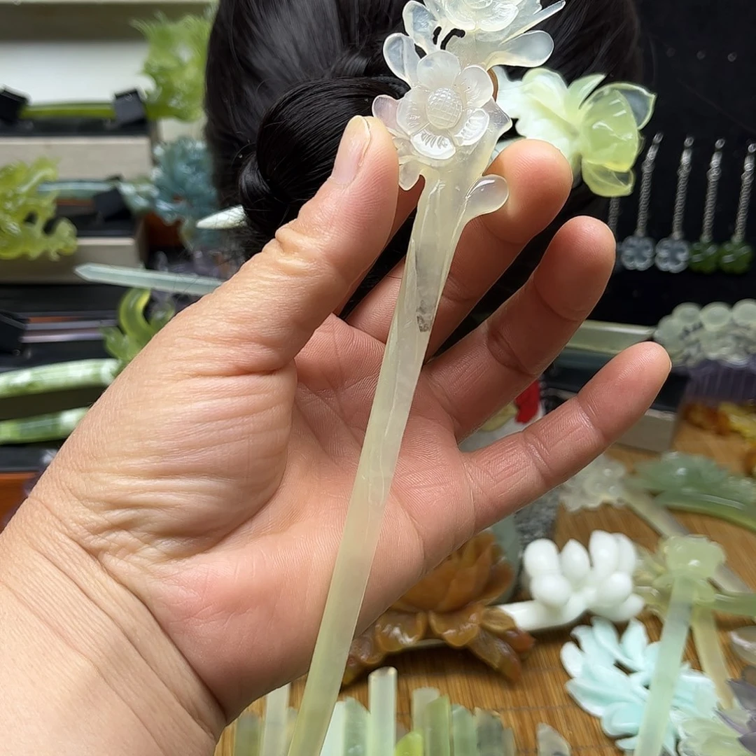 非金属天然岫玉发簪