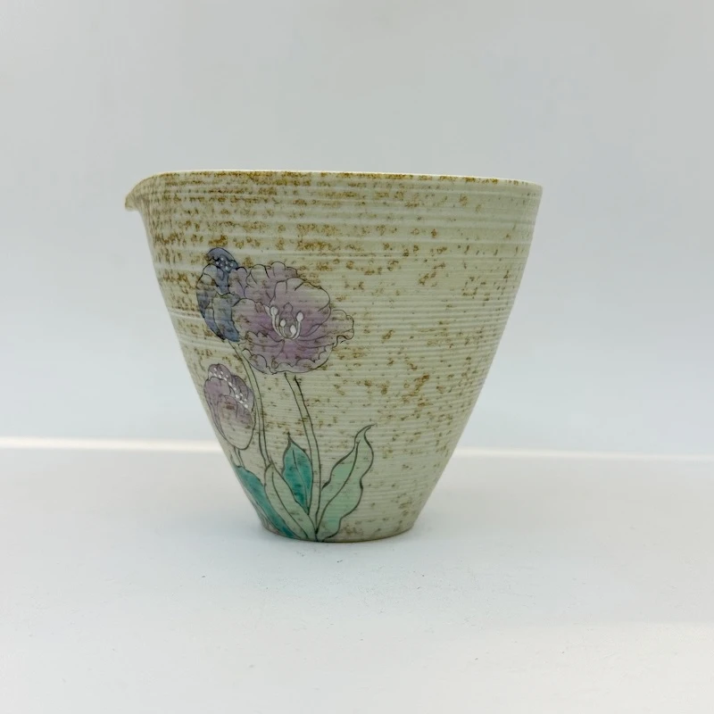 艺术家肖文华 手绘花鸟公道杯 200ml手工陶瓷复古家用茶具 11706