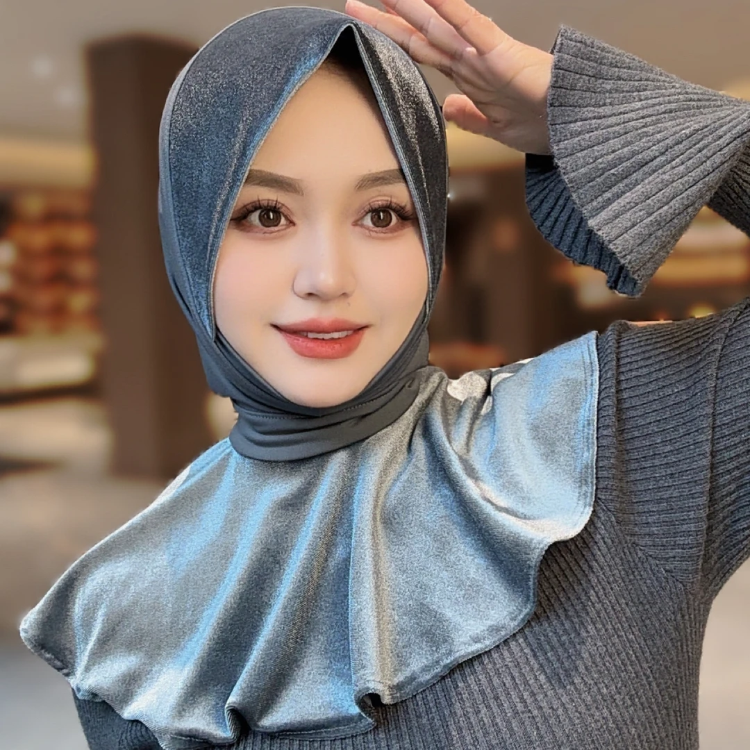 【韩冰】新款高端披肩水晶麻（拼接丝绒）纱巾