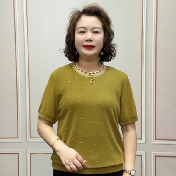 2025夏季短袖时尚百搭洋气减龄新款宽松薄款女士显瘦气质妈妈装